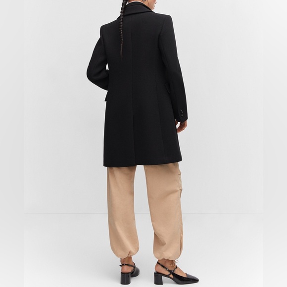 MANGO Lapelled Straight-Cut Coat, Black - Medium - Picture 3 of 8
